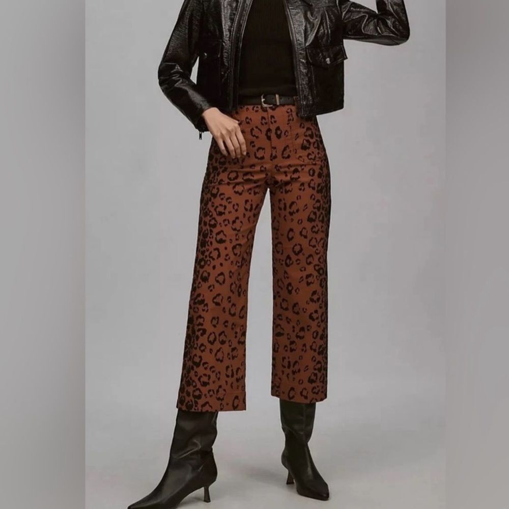 Maeve Anthropologie Colette Cropped Wide Leg Printed Pants Magic Fabric NWOT
